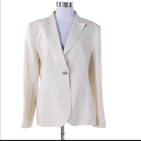 CHANEL Jackets & Blazers - VTG CHANEL CREAM LINEN BLAZER SZ 12